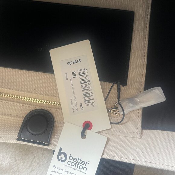 NWT Ted Baker Georjey Branded Webbing Canvas Tote ~ Ecru - Picture 7 of 10